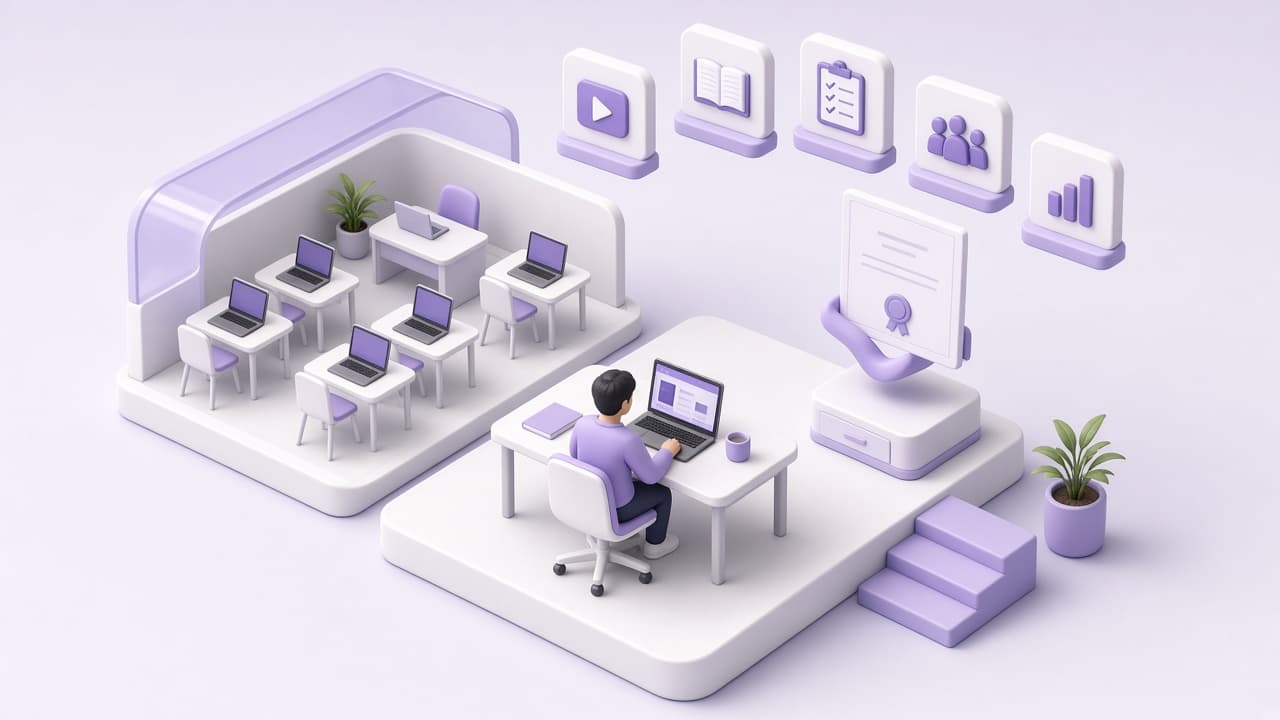 E-learning platform — courses, learners and live sessions