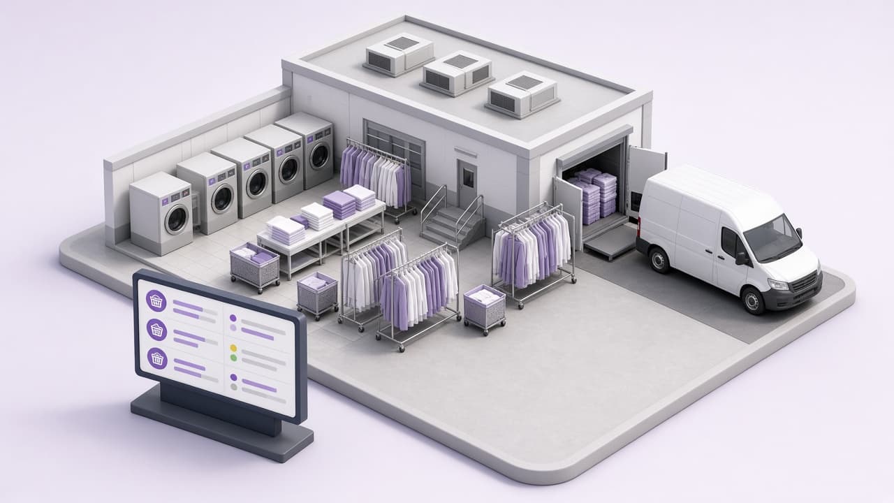 Laundry service platform — pickups, plant and delivery