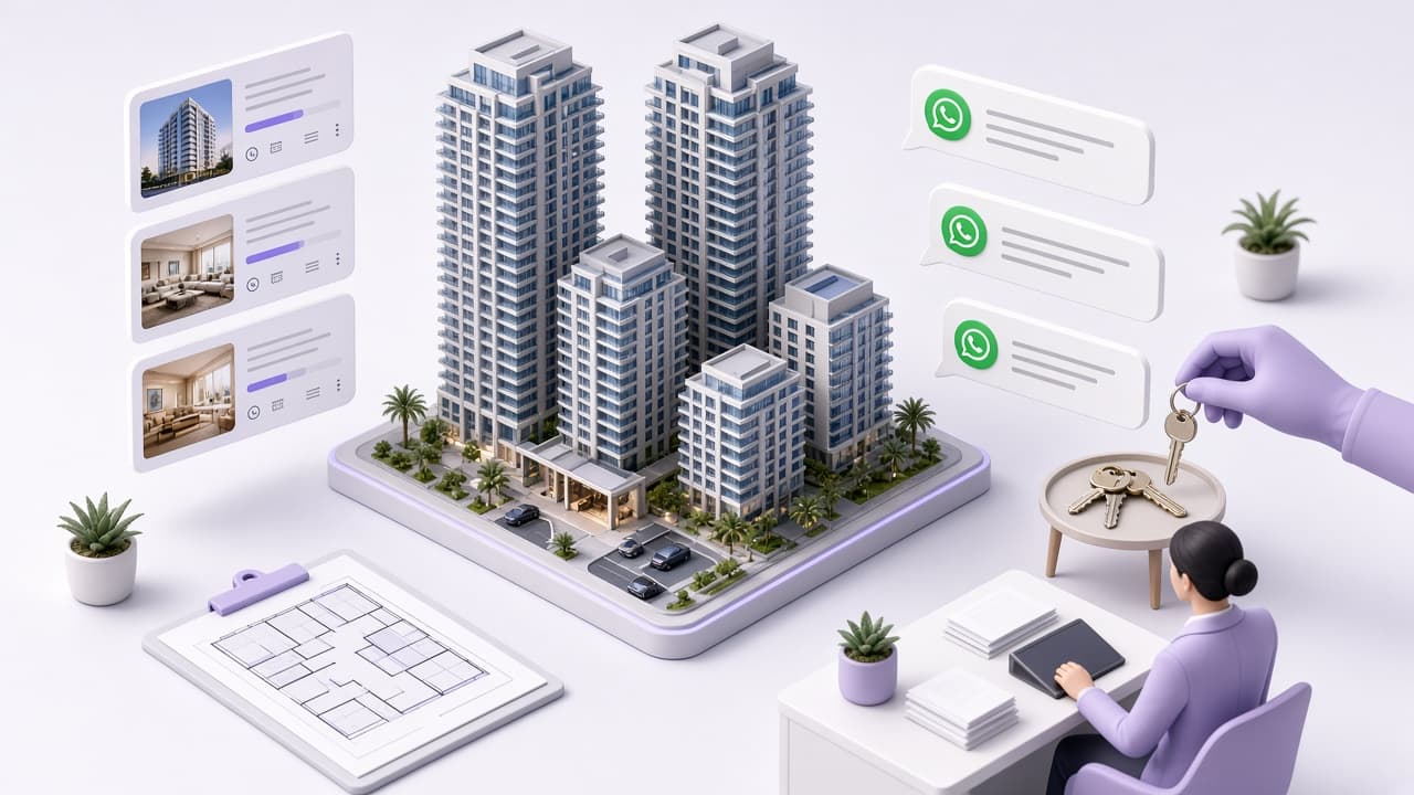 Real estate operations scene — listings, enquiries and viewings
