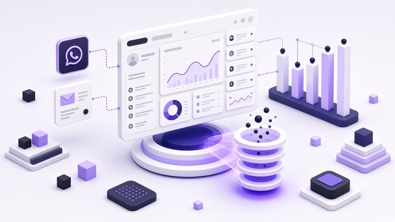 Revenue OS isometric scene — lead capture, enrichment and pipeline