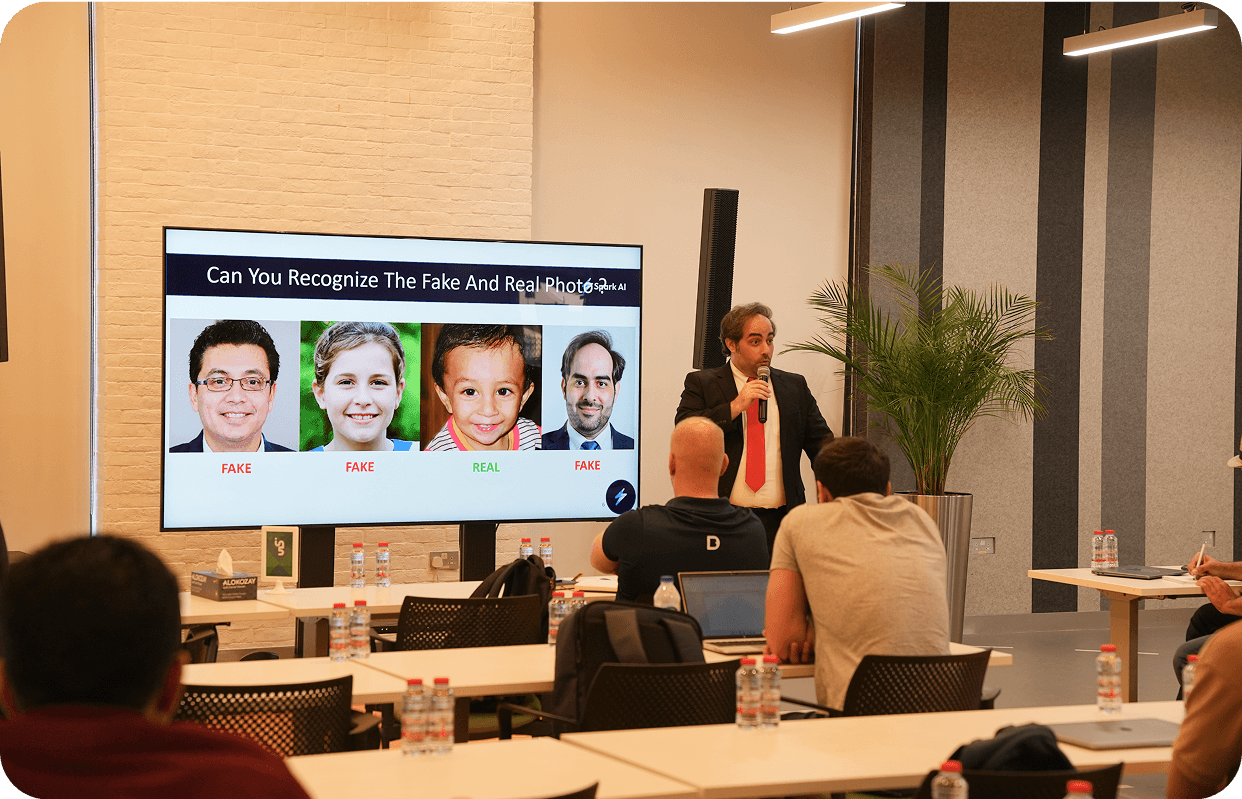 Presenter speaking to founders and operators