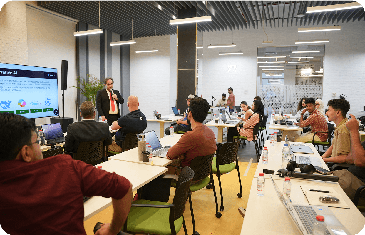 Collaboration during the practical AI session